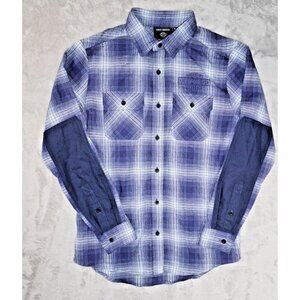 Harley Davidson Safari Flannel Black Plaid Mens M EUC